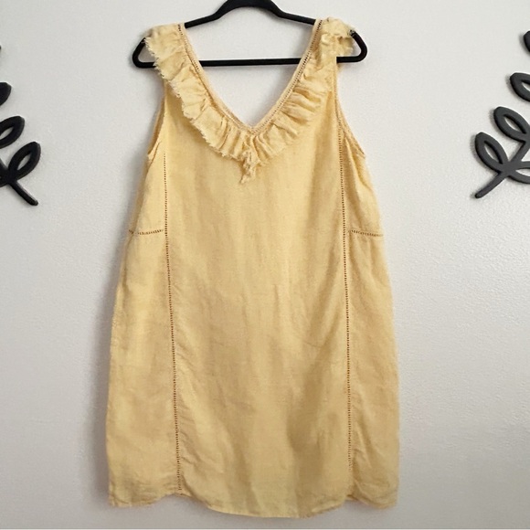 Faherty Yellow Ruffle V-Neck Dress - Picture 4 of 6